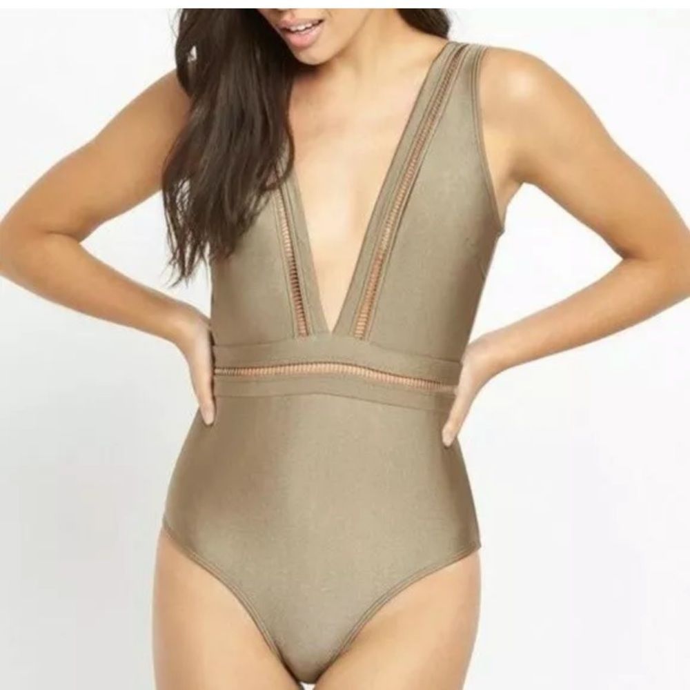 Ted Baker London Gold One Piece Swimsuit with Elegant Design